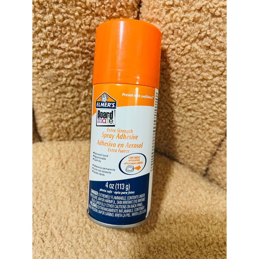 Elmer's Board Mate Extra Strength Spray Adhesive 4oz Photo Safe E143M Orange Cap